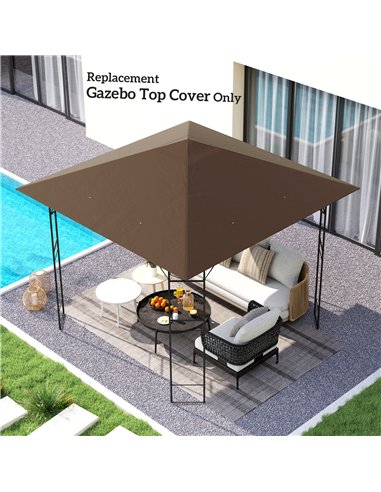 Outsunny 3 x 3(m) Gazebo Canopy Replacement Cover, Garden Gazebo Roof Replacement with Drain Holes, Water-resistant Plastic Coat