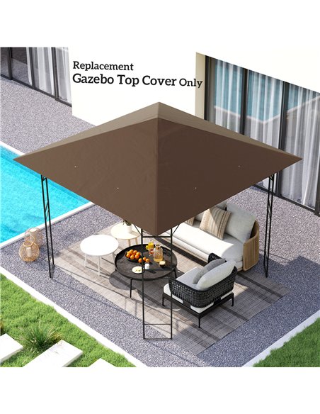 Outsunny 3 x 3(m) Gazebo Canopy Replacement Cover, Garden Gazebo Roof Replacement with Drain Holes, Water-resistant Plastic Coat - pic 118773 | FastDaddyshop