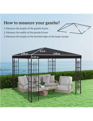 Outsunny 3 x 3(m) Gazebo Frame Replacement - Black