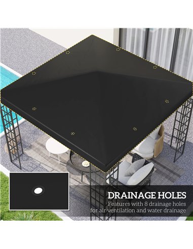 Outsunny 3 x 3(m) Gazebo Frame Replacement - Black
