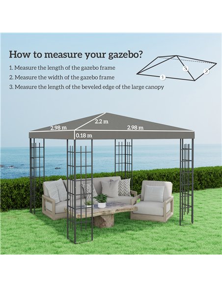 Outsunny 3 x 3(m) Gazebo Frame Replacement - Grey - pic 118787 | FastDaddyshop