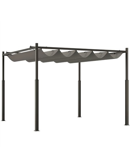 Outsunny 3 x 3(m) Garden Pergola with Retractable Roof and Magnetic Fixture, Outdoor Gazebo Pergola Kit Sun Shade Canopy, UPF30+ - pic 118794 | FastDaddyshop