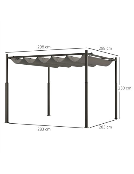 Outsunny 3 x 3(m) Garden Pergola with Retractable Roof and Magnetic Fixture, Outdoor Gazebo Pergola Kit Sun Shade Canopy, UPF30+ - pic 118796 | FastDaddyshop