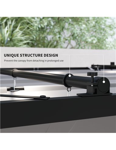 Outsunny 3 x 3(m) Garden Pergola with Retractable Roof and Magnetic Fixture, Outdoor Gazebo Pergola Kit Sun Shade Canopy, UPF30+