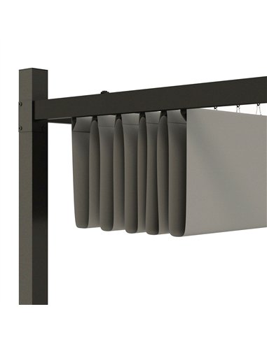 Outsunny 3 x 3(m) Garden Pergola with Retractable Roof and Magnetic Fixture, Outdoor Gazebo Pergola Kit Sun Shade Canopy, UPF30+