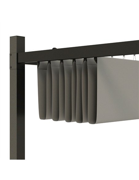 Outsunny 3 x 3(m) Garden Pergola with Retractable Roof and Magnetic Fixture, Outdoor Gazebo Pergola Kit Sun Shade Canopy, UPF30+ - pic 118801 | FastDaddyshop