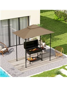 Outsunny Grill Gazebo Replacement Canopy Roof for 1.5 x 2.4m Frame, UPF50+ Protection, Double Tiered 5' x 8' Outdoor BBQ Gazebo  2