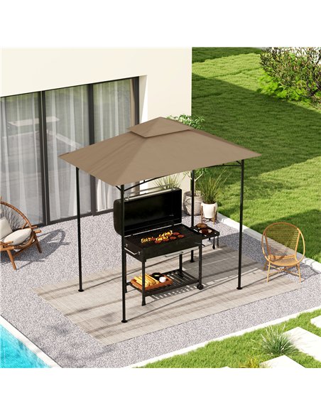Outsunny Grill Gazebo Replacement Canopy Roof for 1.5 x 2.4m Frame, UPF50+ Protection, Double Tiered 5' x 8' Outdoor BBQ Gazebo  - pic 118804 | FastDaddyshop