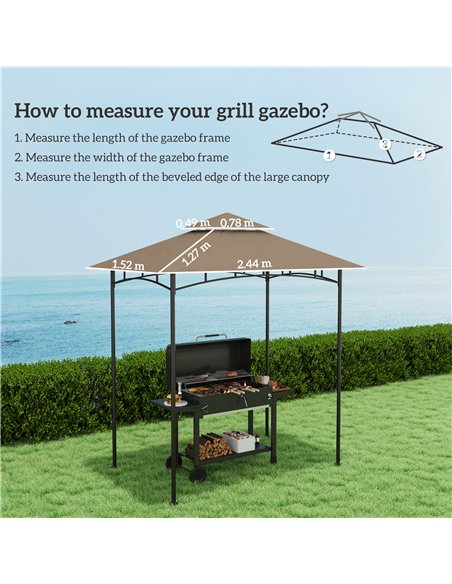 Outsunny Grill Gazebo Replacement Canopy Roof for 1.5 x 2.4m Frame, UPF50+ Protection, Double Tiered 5' x 8' Outdoor BBQ Gazebo  - pic 118805 | FastDaddyshop