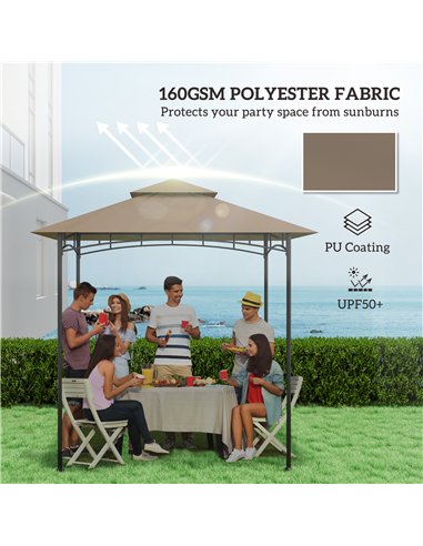 Outsunny Grill Gazebo Replacement Canopy Roof for 1.5 x 2.4m Frame, UPF50+ Protection, Double Tiered 5' x 8' Outdoor BBQ Gazebo 
