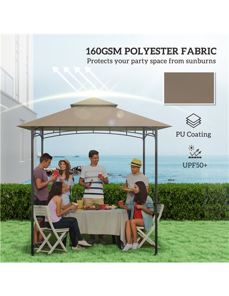 Outsunny Grill Gazebo Replacement Canopy Roof for 1.5 x 2.4m Frame, UPF50+ Protection, Double Tiered 5' x 8' Outdoor BBQ Gazebo  - pic 118806 | FastDaddyshop