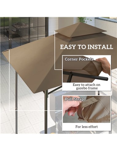 Outsunny Grill Gazebo Replacement Canopy Roof for 1.5 x 2.4m Frame, UPF50+ Protection, Double Tiered 5' x 8' Outdoor BBQ Gazebo 