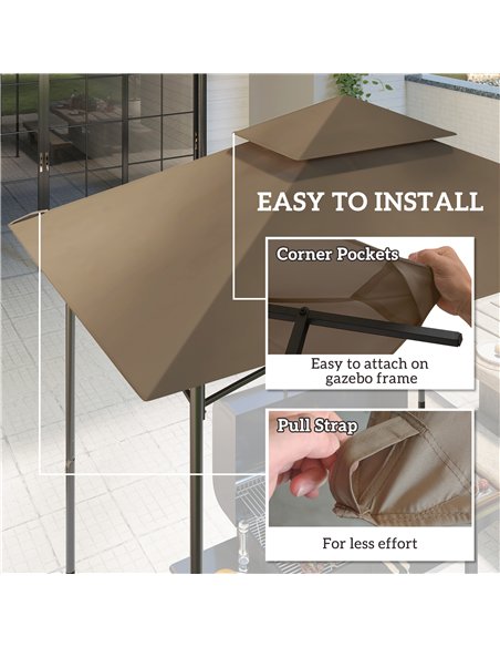 Outsunny Grill Gazebo Replacement Canopy Roof for 1.5 x 2.4m Frame, UPF50+ Protection, Double Tiered 5' x 8' Outdoor BBQ Gazebo  - pic 118807 | FastDaddyshop