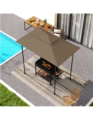 Outsunny Grill Gazebo Replacement Canopy Roof for 1.5 x 2.4m Frame, UPF50+ Protection, Double Tiered 5' x 8' Outdoor BBQ Gazebo 