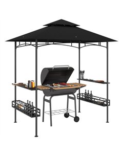 Outsunny 150 x 240cm BBQ Grill Gazebo, with Shelves - Grey
