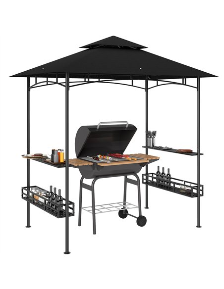 Outsunny 150 x 240cm BBQ Grill Gazebo, with Shelves - Grey - pic 118812 | FastDaddyshop