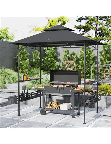 Outsunny 150 x 240cm BBQ Grill Gazebo, with Shelves - Grey