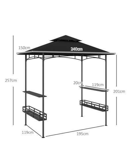 Outsunny 150 x 240cm BBQ Grill Gazebo, with Shelves - Grey - pic 118814 | FastDaddyshop