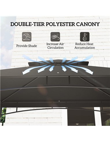 Outsunny 150 x 240cm BBQ Grill Gazebo, with Shelves - Grey