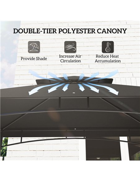 Outsunny 150 x 240cm BBQ Grill Gazebo, with Shelves - Grey - pic 118815 | FastDaddyshop
