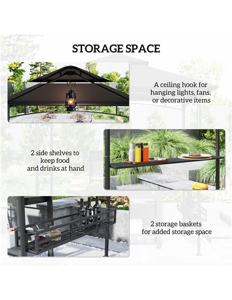 Outsunny 150 x 240cm BBQ Grill Gazebo, with Shelves - Grey - pic 118816 | FastDaddyshop