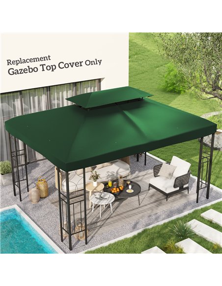 Outsunny Gazebo Roof Replacement, for 3 x 4m Frames - Green - pic 118822 | FastDaddyshop