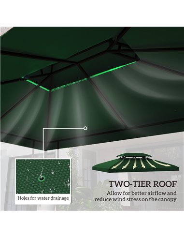 Outsunny Gazebo Roof Replacement, for 3 x 4m Frames - Green
