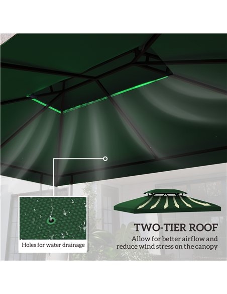 Outsunny Gazebo Roof Replacement, for 3 x 4m Frames - Green - pic 118824 | FastDaddyshop