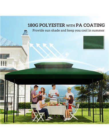 Outsunny Gazebo Roof Replacement, for 3 x 4m Frames - Green