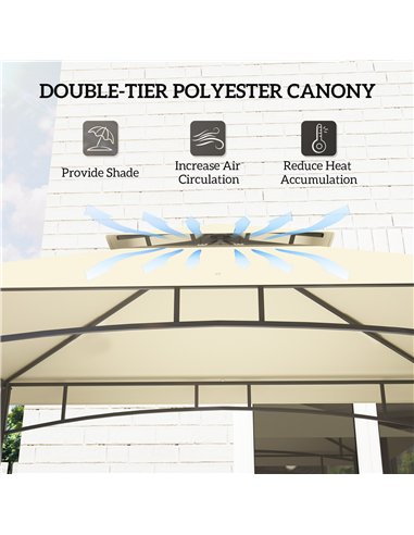 Outsunny 8' x 5' Grill Gazebo Canopy, Double Tiered Outdoor BBQ Gazebo Shelter with 2 Side Shelves, Storage Baskets, Hook for Ga
