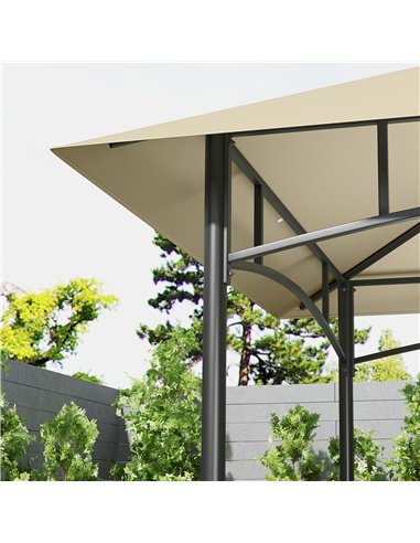 Outsunny 8' x 5' Grill Gazebo Canopy, Double Tiered Outdoor BBQ Gazebo Shelter with 2 Side Shelves, Storage Baskets, Hook for Ga