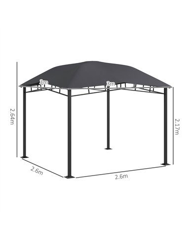 Outsunny 3x3(m) Outdoor Gazebo Garden Gazebo Pavilion Sunshade Canopy Tent with Steel Frame, Grey