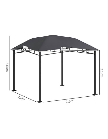Outsunny 3x3(m) Outdoor Gazebo Garden Gazebo Pavilion Sunshade Canopy Tent with Steel Frame, Grey - pic 118841 | FastDaddyshop