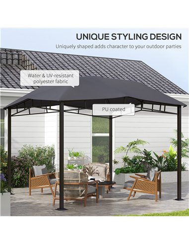 Outsunny 3x3(m) Outdoor Gazebo Garden Gazebo Pavilion Sunshade Canopy Tent with Steel Frame, Grey