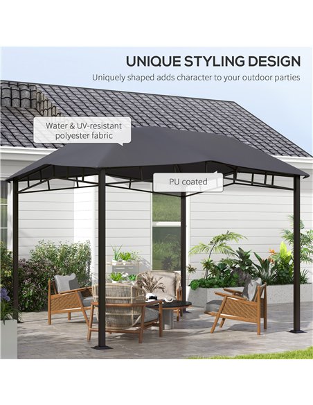 Outsunny 3x3(m) Outdoor Gazebo Garden Gazebo Pavilion Sunshade Canopy Tent with Steel Frame, Grey - pic 118842 | FastDaddyshop