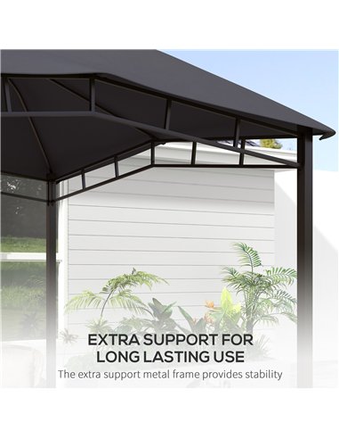 Outsunny 3x3(m) Outdoor Gazebo Garden Gazebo Pavilion Sunshade Canopy Tent with Steel Frame, Grey