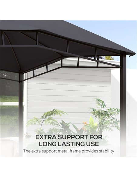 Outsunny 3x3(m) Outdoor Gazebo Garden Gazebo Pavilion Sunshade Canopy Tent with Steel Frame, Grey - pic 118844 | FastDaddyshop