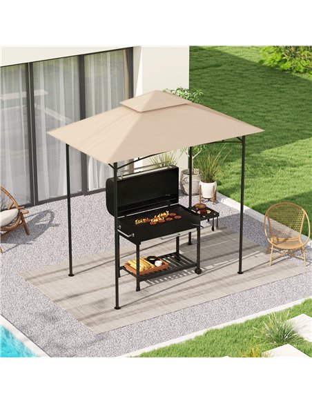 Outsunny Grill Gazebo Replacement Canopy Roof for 1.5 x 2.4m Frame, UPF50+ Protection, Double Tiered 5' x 8' Outdoor BBQ Gazebo  - pic 118849 | FastDaddyshop