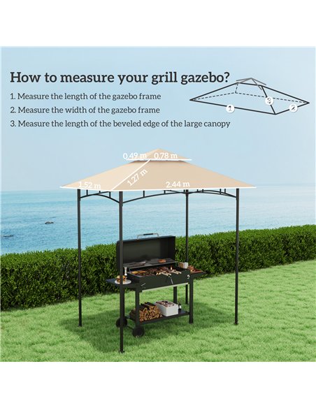 Outsunny Grill Gazebo Replacement Canopy Roof for 1.5 x 2.4m Frame, UPF50+ Protection, Double Tiered 5' x 8' Outdoor BBQ Gazebo  - pic 118850 | FastDaddyshop