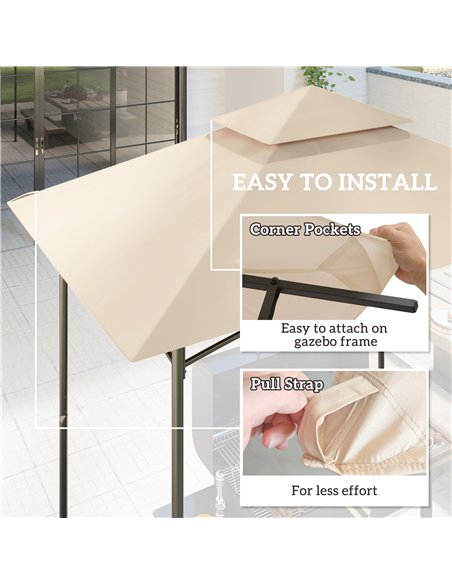 Outsunny Grill Gazebo Replacement Canopy Roof for 1.5 x 2.4m Frame, UPF50+ Protection, Double Tiered 5' x 8' Outdoor BBQ Gazebo  - pic 118852 | FastDaddyshop