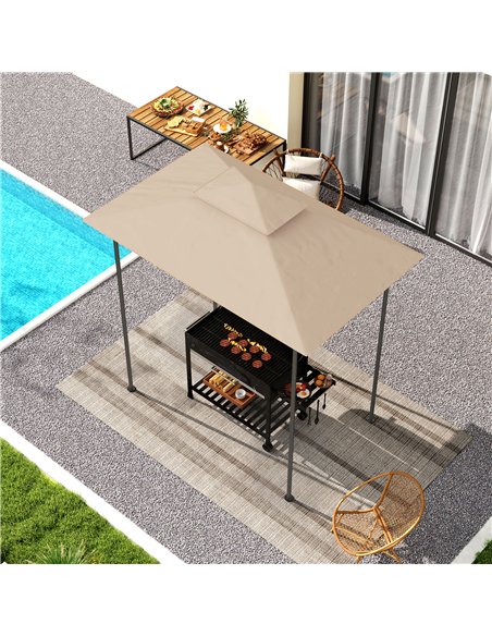Outsunny Grill Gazebo Replacement Canopy Roof for 1.5 x 2.4m Frame, UPF50+ Protection, Double Tiered 5' x 8' Outdoor BBQ Gazebo  - pic 118854 | FastDaddyshop