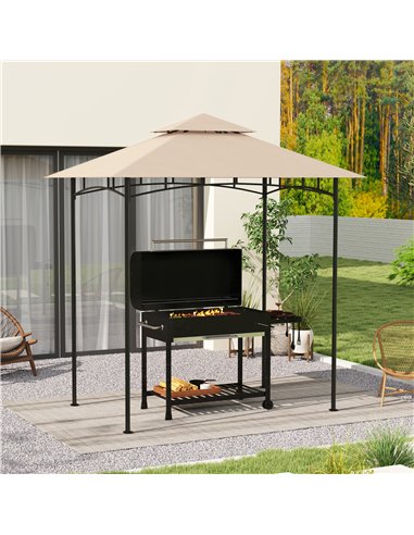 Outsunny Grill Gazebo Replacement Canopy Roof for 1.5 x 2.4m Frame, UPF50+ Protection, Double Tiered 5' x 8' Outdoor BBQ Gazebo 