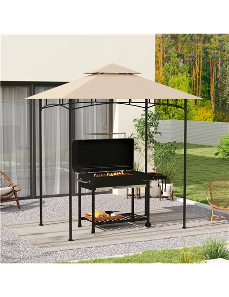 Outsunny Grill Gazebo Replacement Canopy Roof for 1.5 x 2.4m Frame, UPF50+ Protection, Double Tiered 5' x 8' Outdoor BBQ Gazebo  - pic 118856 | FastDaddyshop