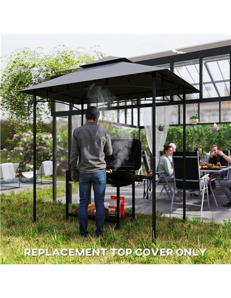 Outsunny Grill Gazebo Replacement Canopy Roof for 1.5 x 2.4m Frame, UPF50+ Protection, Double Tiered 5' x 8' Outdoor BBQ Gazebo  - pic 118858 | FastDaddyshop