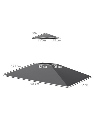 Outsunny Grill Gazebo Replacement Canopy Roof for 1.5 x 2.4m Frame, UPF50+ Protection, Double Tiered 5' x 8' Outdoor BBQ Gazebo 