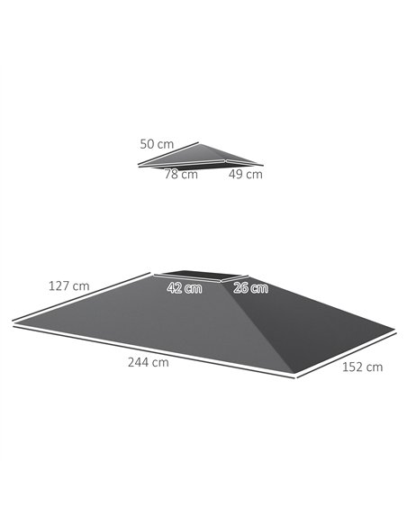 Outsunny Grill Gazebo Replacement Canopy Roof for 1.5 x 2.4m Frame, UPF50+ Protection, Double Tiered 5' x 8' Outdoor BBQ Gazebo  - pic 118859 | FastDaddyshop