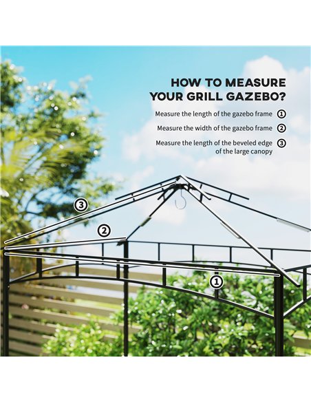 Outsunny Grill Gazebo Replacement Canopy Roof for 1.5 x 2.4m Frame, UPF50+ Protection, Double Tiered 5' x 8' Outdoor BBQ Gazebo  - pic 118860 | FastDaddyshop
