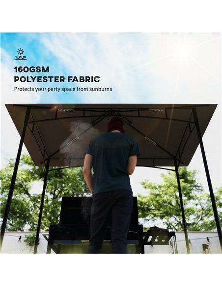 Outsunny Grill Gazebo Replacement Canopy Roof for 1.5 x 2.4m Frame, UPF50+ Protection, Double Tiered 5' x 8' Outdoor BBQ Gazebo  - pic 118861 | FastDaddyshop