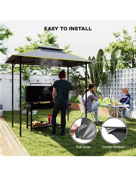 Outsunny Grill Gazebo Replacement Canopy Roof for 1.5 x 2.4m Frame, UPF50+ Protection, Double Tiered 5' x 8' Outdoor BBQ Gazebo  - pic 118862 | FastDaddyshop