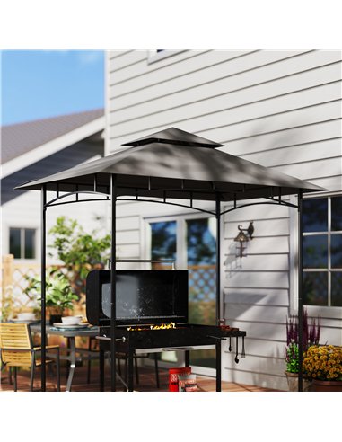 Outsunny Grill Gazebo Replacement Canopy Roof for 1.5 x 2.4m Frame, UPF50+ Protection, Double Tiered 5' x 8' Outdoor BBQ Gazebo 
